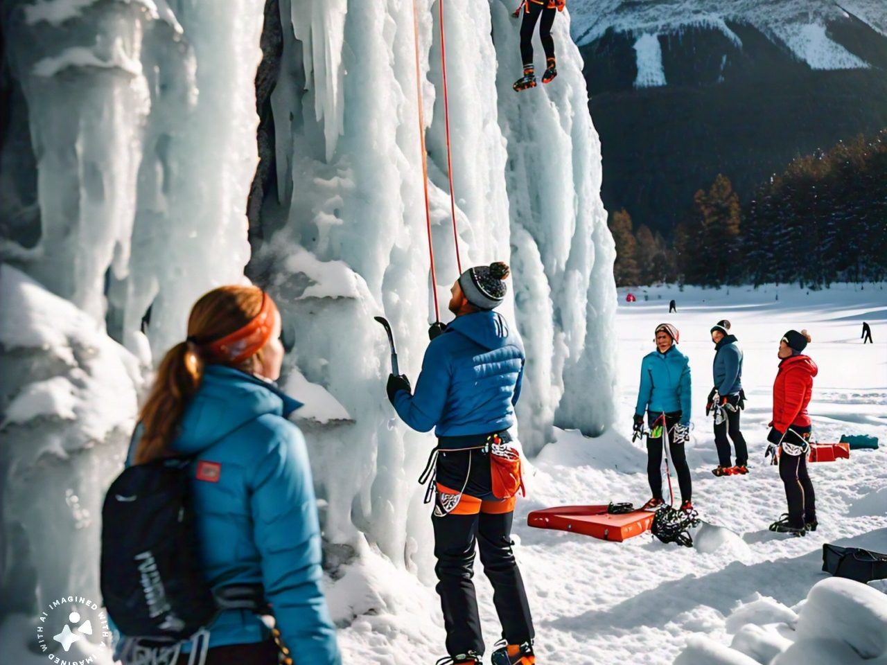 the curtains ice climbing wall