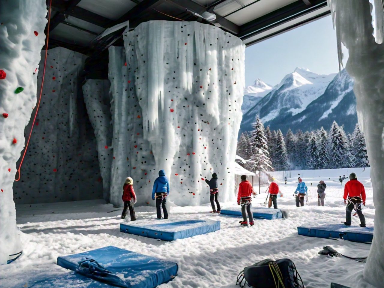 the curtains ice climbing wall